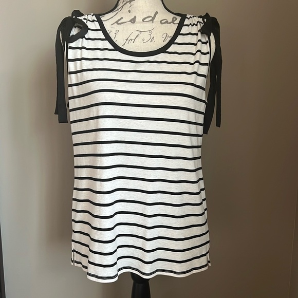 White House Black Market Tops - NEW White House Black Market Black & White Stripe Tank Bows